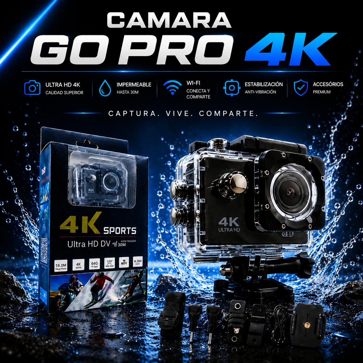 🔥 LIQUIDACIÓN DE STOCK: CÁMARA GOPRO 4K + FUNDA ULTRARRESISTENTE DE REGALO - [PROMOCIÓN DE CUMPLEAÑOS]