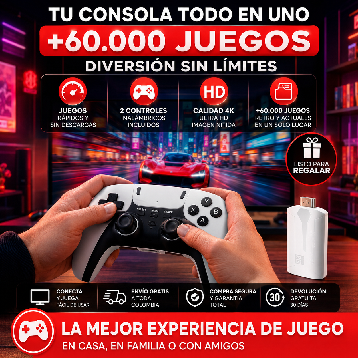 🎮 RetroBox 60K: La consola retro que se está agotando en Colombia ✨ Revive tu infancia con más de 60.000 juegos clásicos