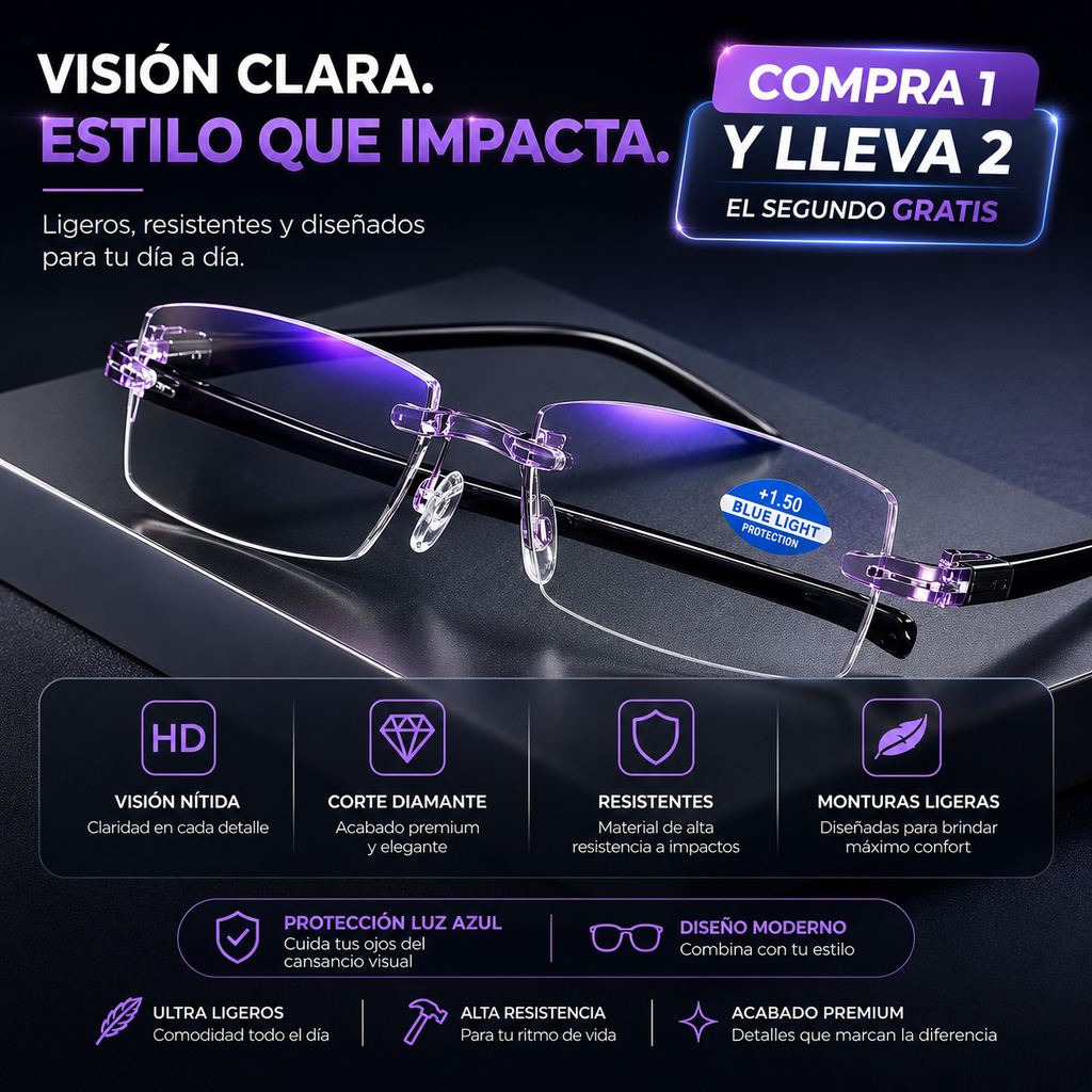Gafas TR90 Pro Titanium - COMPRA 1 Y LLEVE 2 + Solo pagas cuando recibes el producto 🚚  Envío gratis.