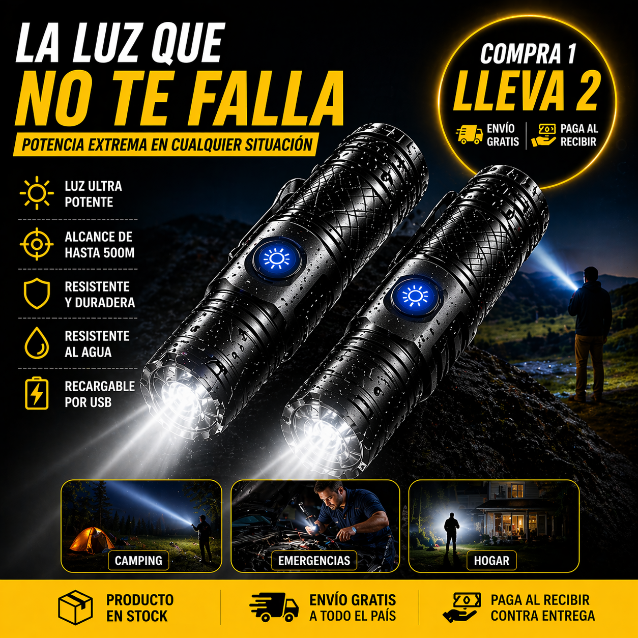 LumiForce Pro: Linterna Recargable LED